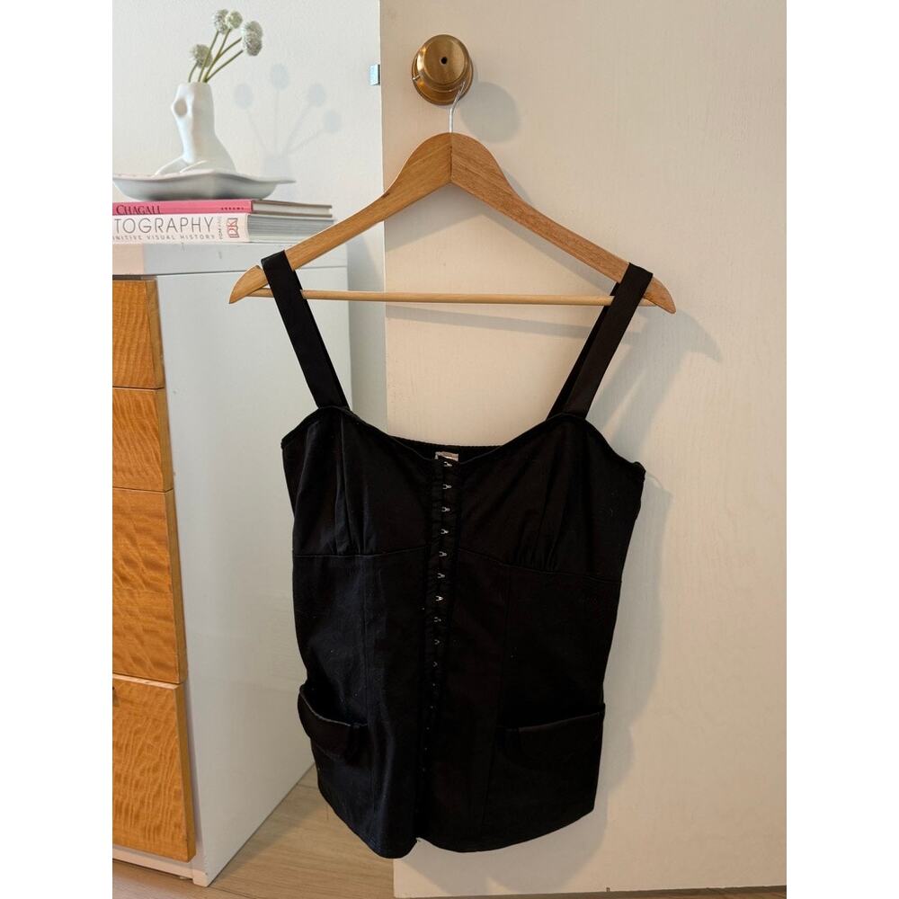 Black Orchid Hook & Eye Corset Top Goth Bustier Tank‎ ✨